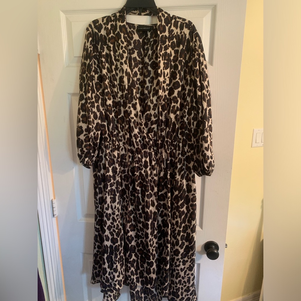 Silky, leopard print wrap dress, lane Bryant, size 22